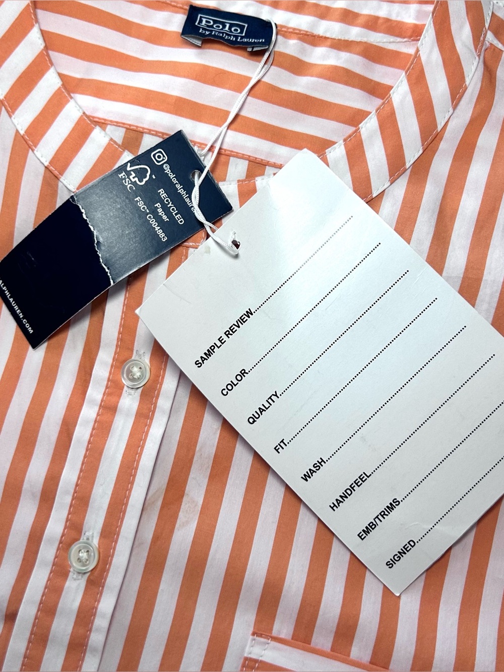 Polo Ralph Lauren Sample Orange Stripe Women’s Large Tunic Shirtdress Cotton - Picture 9 of 11